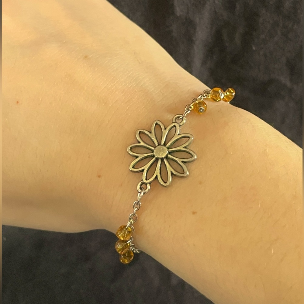Handmade sunflower bracelet